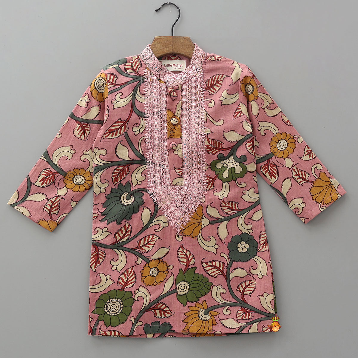 Pre Order: Faux Mirror Work Front Placket Kurta And Pyjama