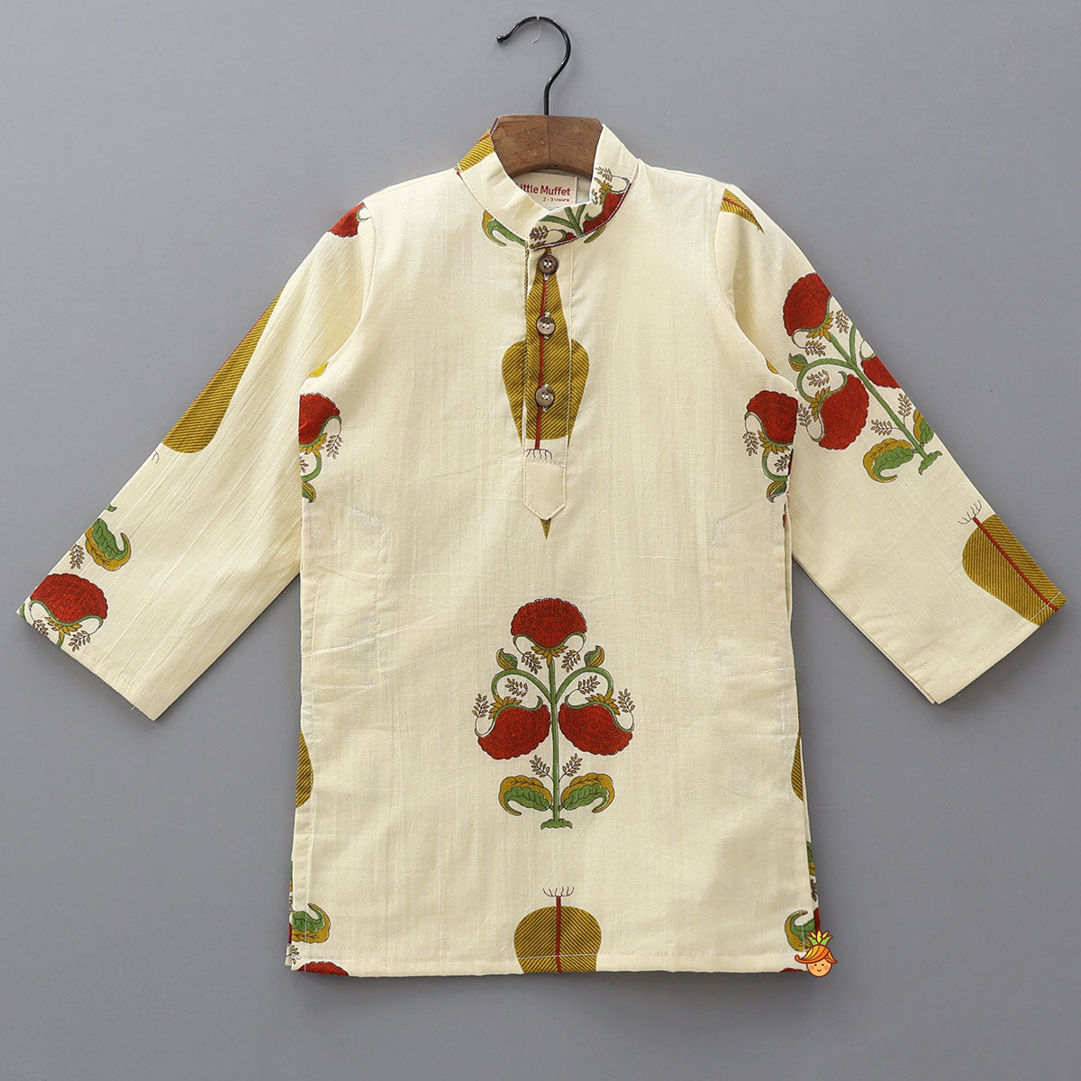 Pre Order: Floral Heritage Print Kurta And Jacket With Pyjama