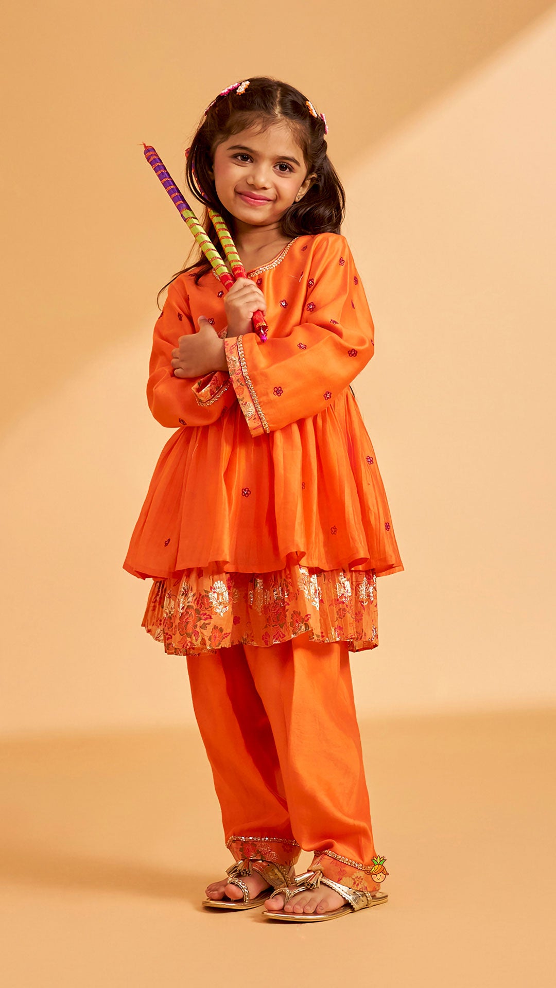 Pre Order: Floral Buti Embroidered Peplum Top With Salwar And Dupatta