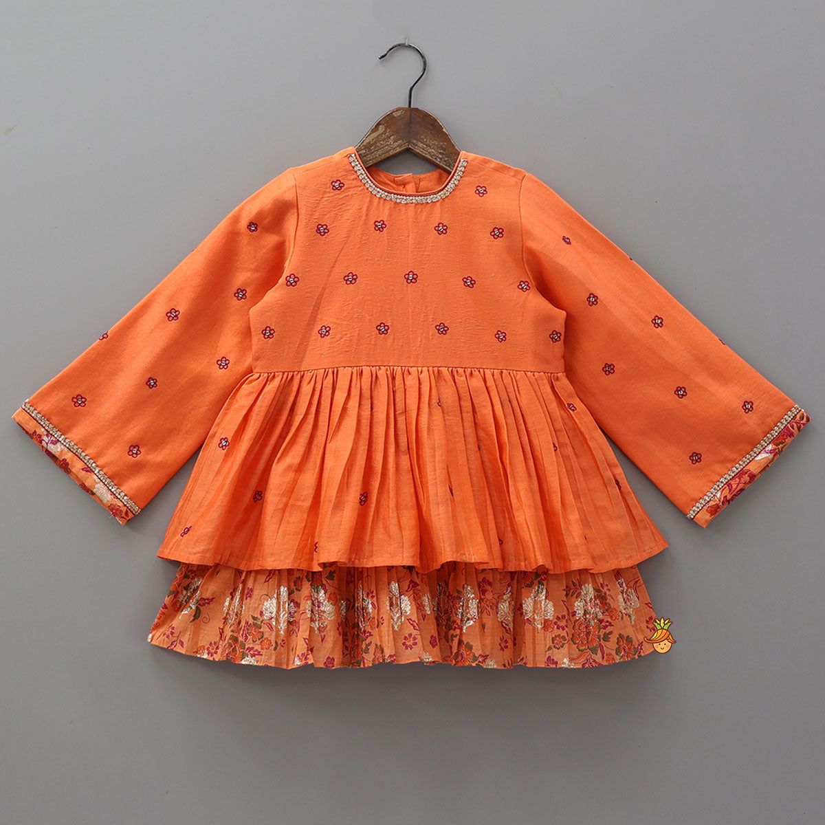 Pre Order: Floral Buti Embroidered Peplum Top With Salwar And Dupatta