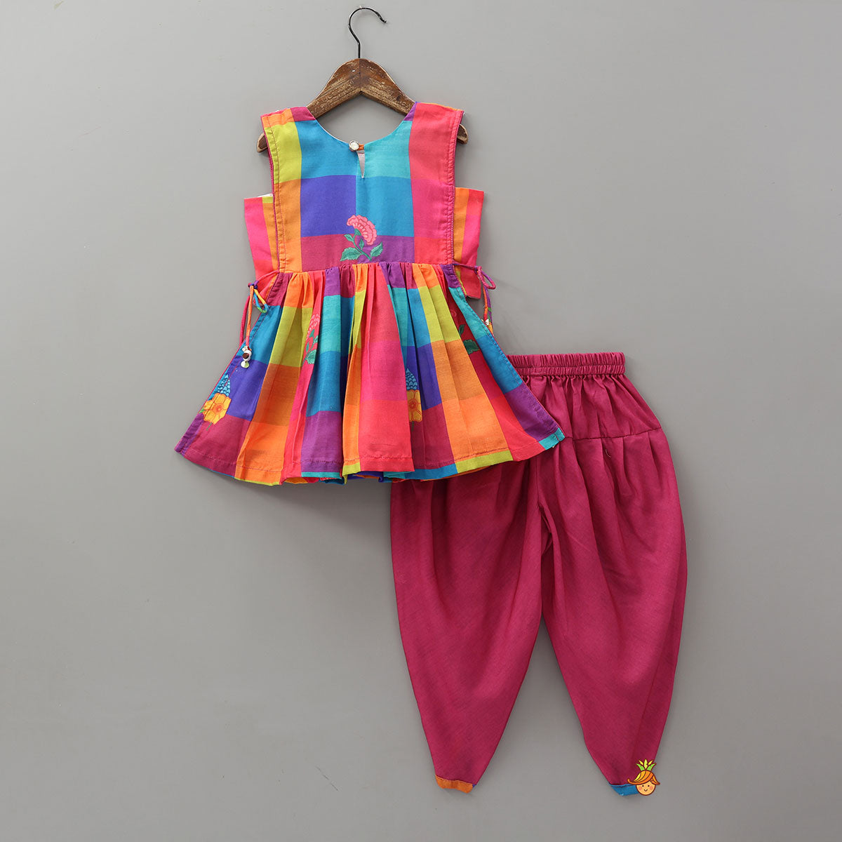 Floral Printed Peplum Kurti With Dhoti