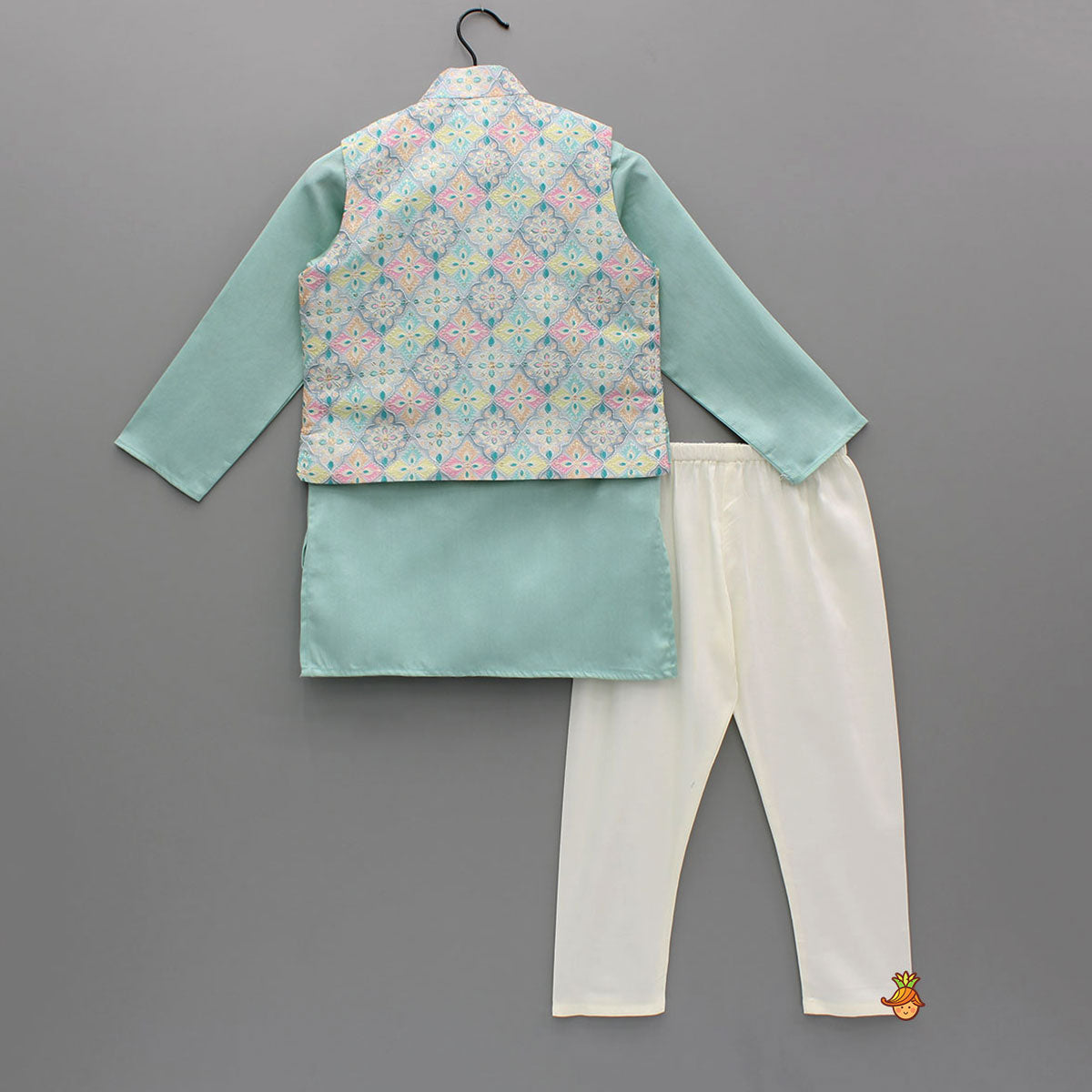 Ethnic Kurta With Sequin Embroidered Jacket And Pyjama