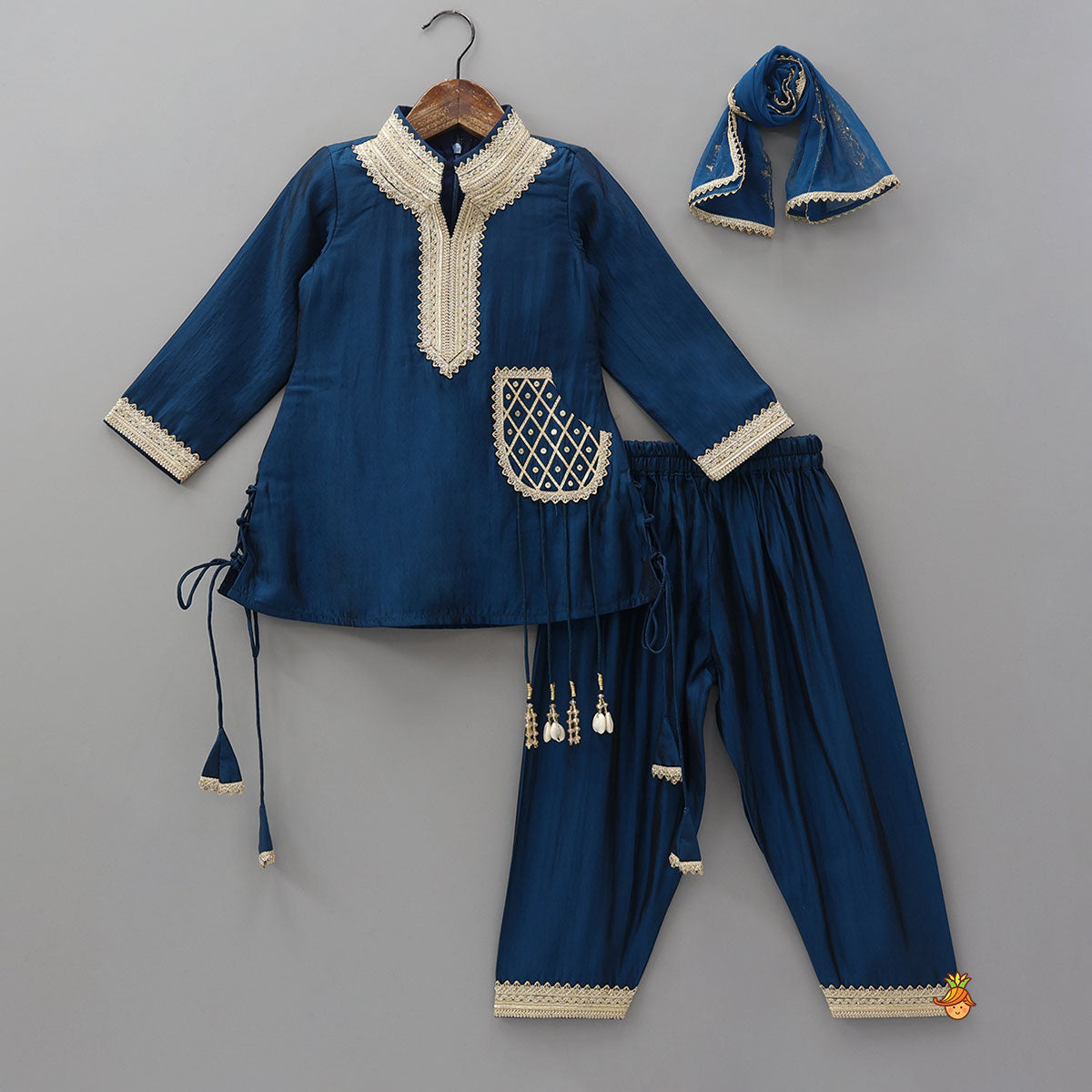 Pre Order: Royal Kurta With Farshi Salwar And Dupatta