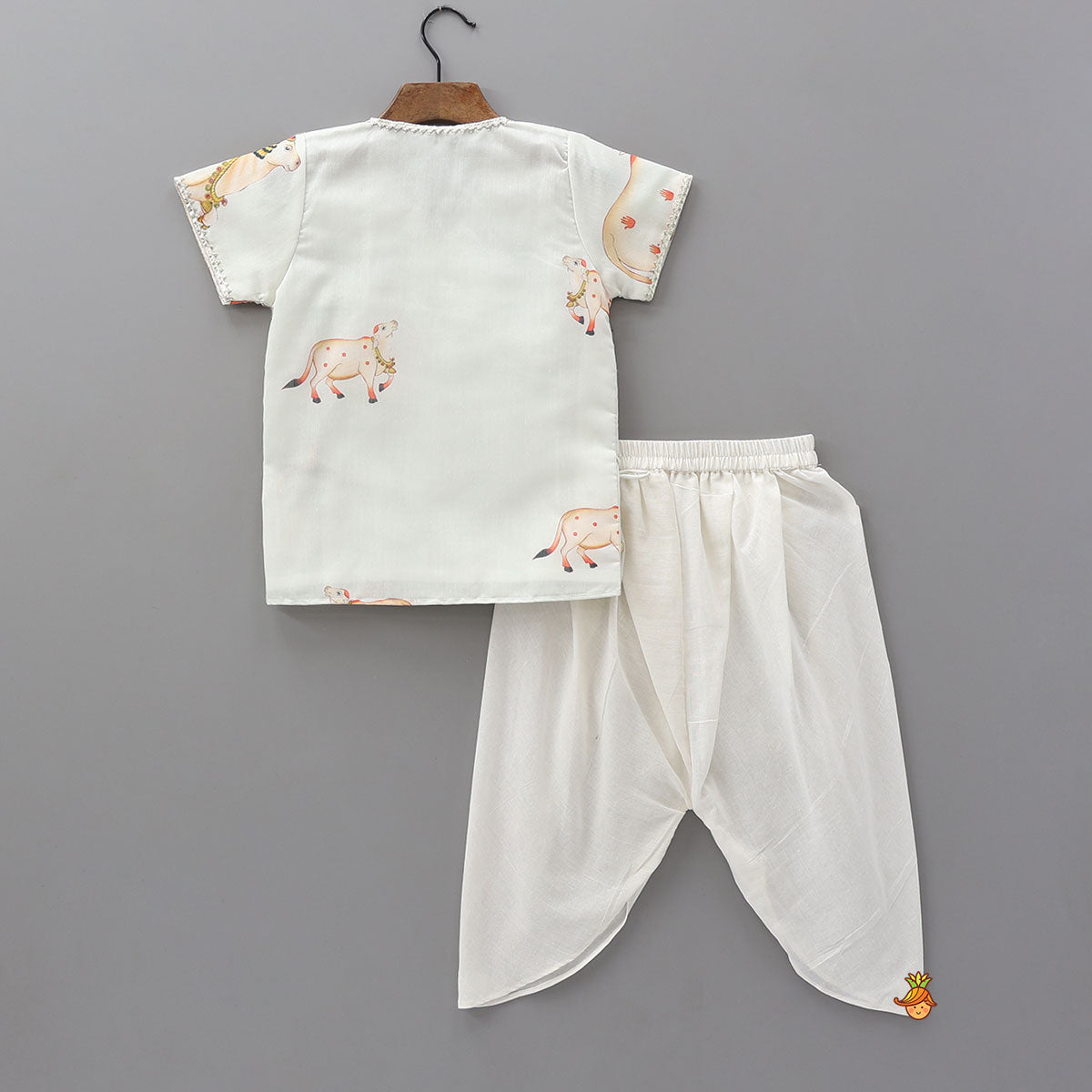 Pre Order: Mirror Embellished Angarkha Style Kurta With Dhoti