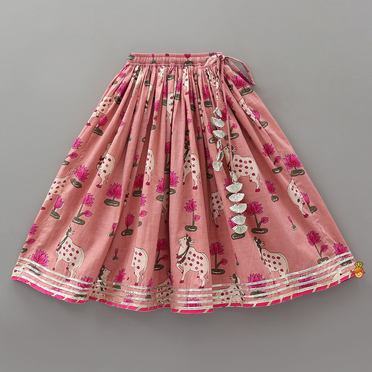 Crop Top And Lehenga With Lurex Striped Dupatta