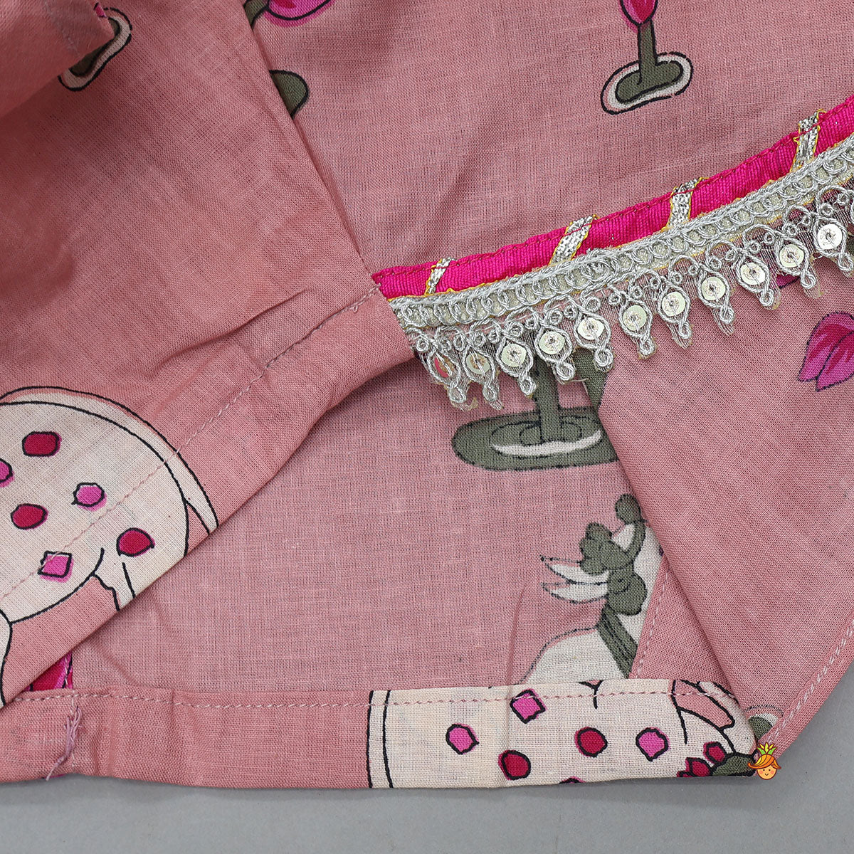Crop Top And Lehenga With Lurex Striped Dupatta
