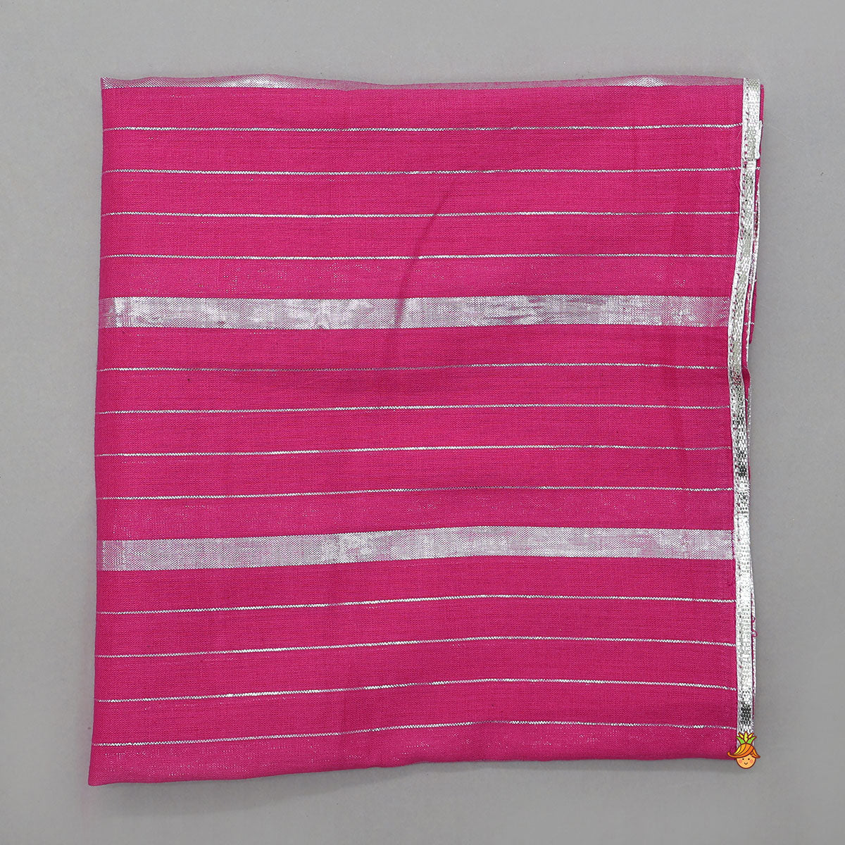 Crop Top And Lehenga With Lurex Striped Dupatta