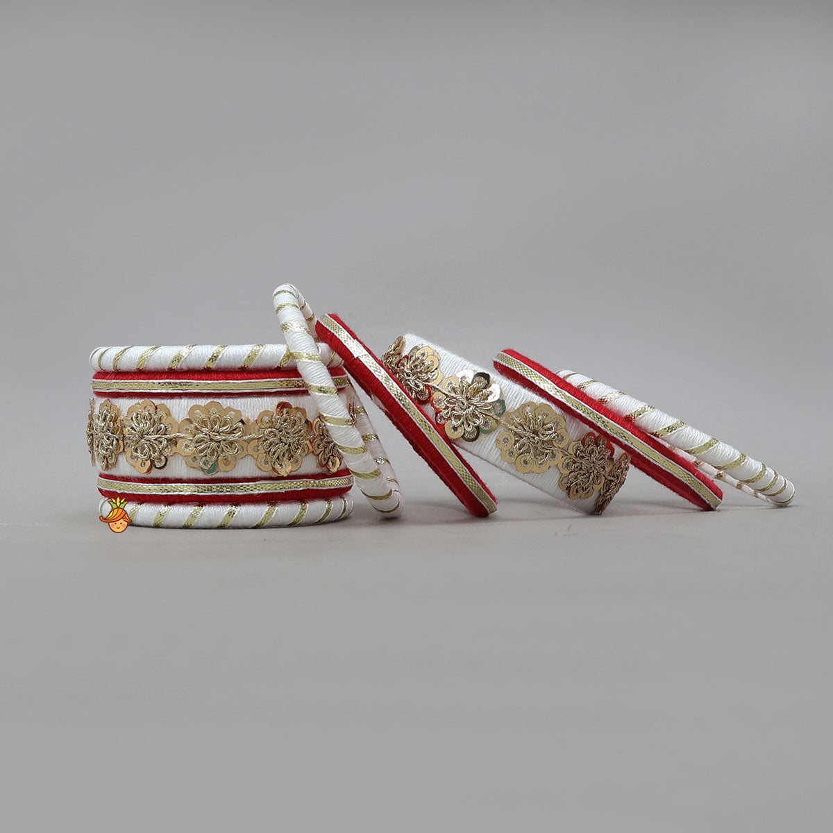 Floral Sequin And Thread Work Bangles
