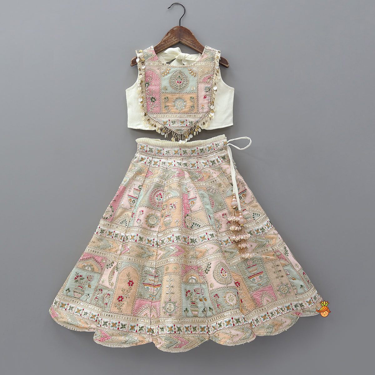 Pre Order: Crop Top With Heavy Embroidered Lehenga