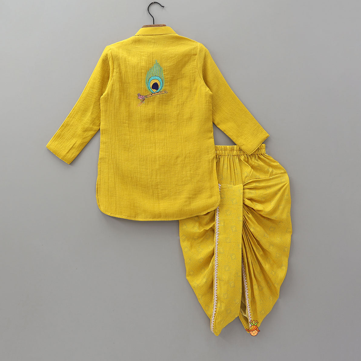 Pre Order: Krishna Embroidered Kurta And Printed Dhoti