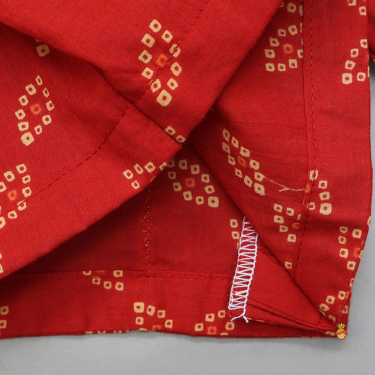 Bandhani Printed Crop Top And Lehenga With Matching Booties And Head Band
