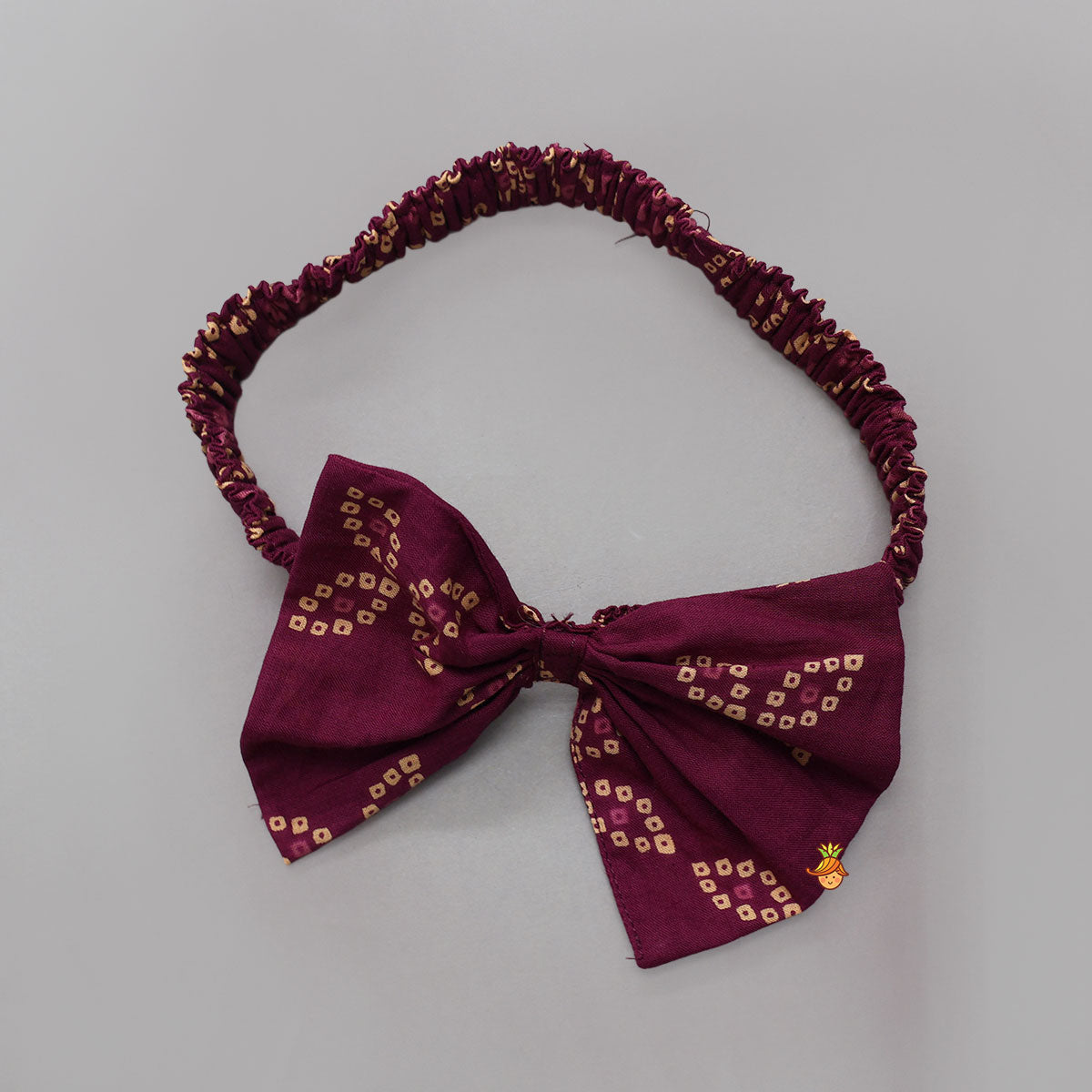 Bandhani Printed Elegant Crop Top And Lehenga With Matching Booties And Head Band