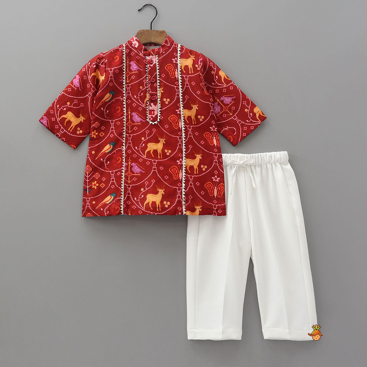 Folk Art Inspired Printed Kurta And Pyjama