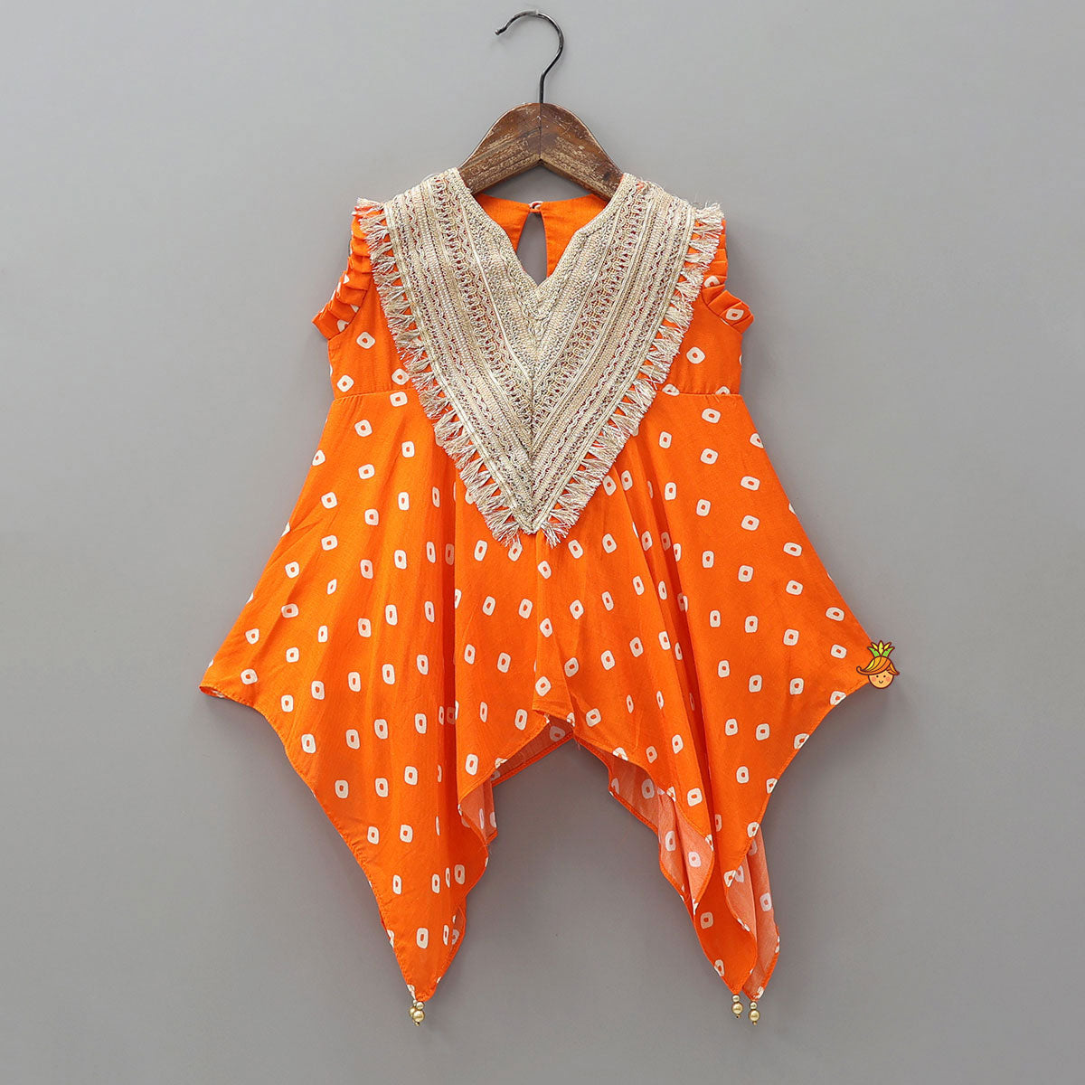 Pre Order: Bandhani Printed Asymmetrical Top And Palazzo