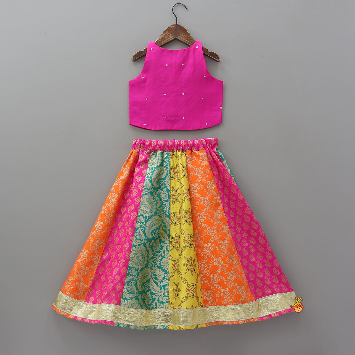 Sleeveless Top And Multicolour Lehenga With Dupatta