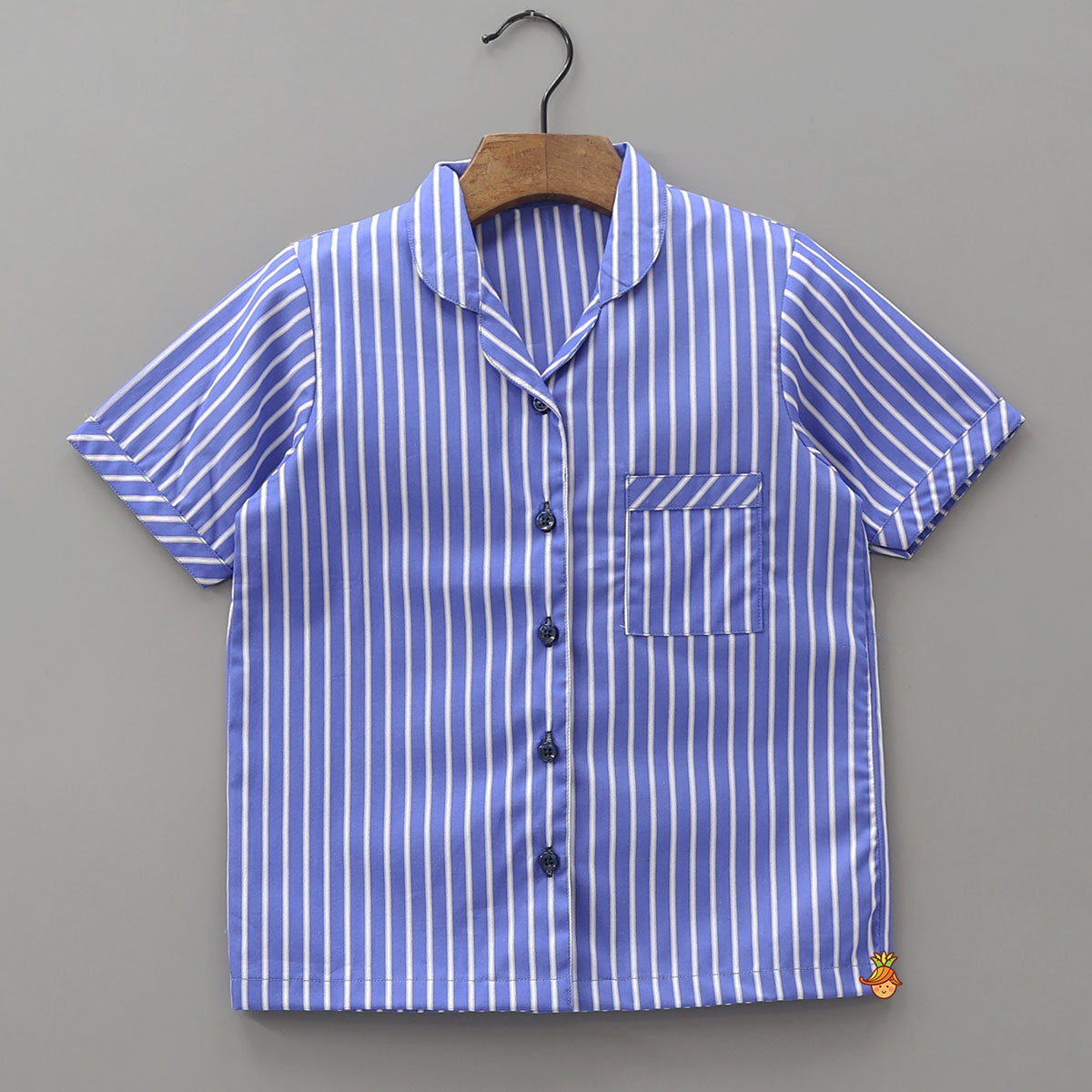 Pre Order: Classic Striped Top And Shorts Sleepwear Set