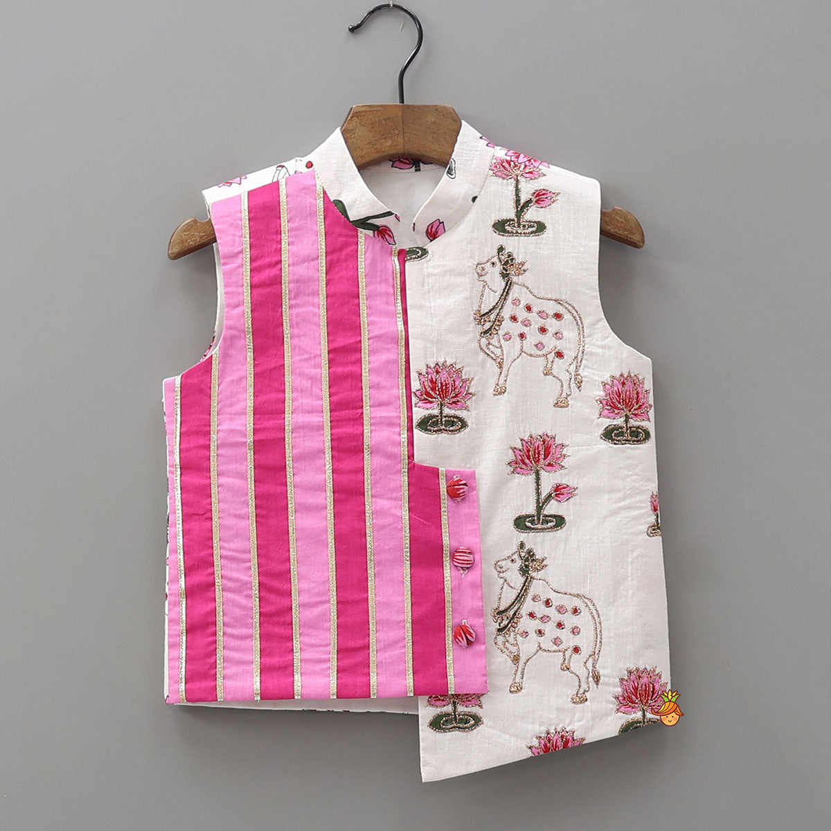Pre Order: Kurta With Asymmetric Jacket And Pyjama