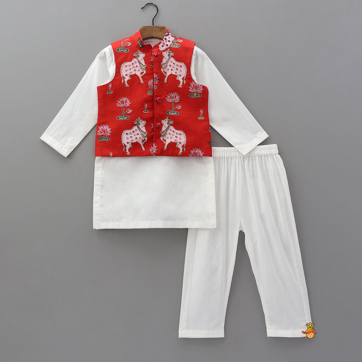Pre Order: Kurta With Zari Work Jacket And Pyjama