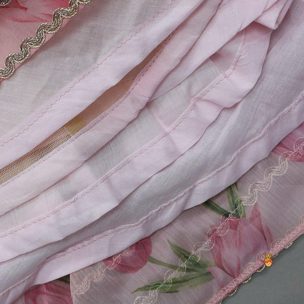 Pre Order: Floral Printed Crop Top And Lehenga With Matching Dupatta