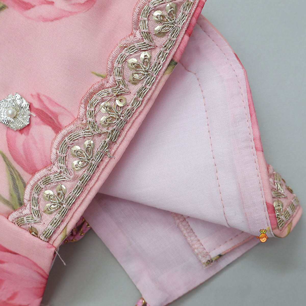 Pre Order: Floral Printed Crop Top And Lehenga With Matching Dupatta