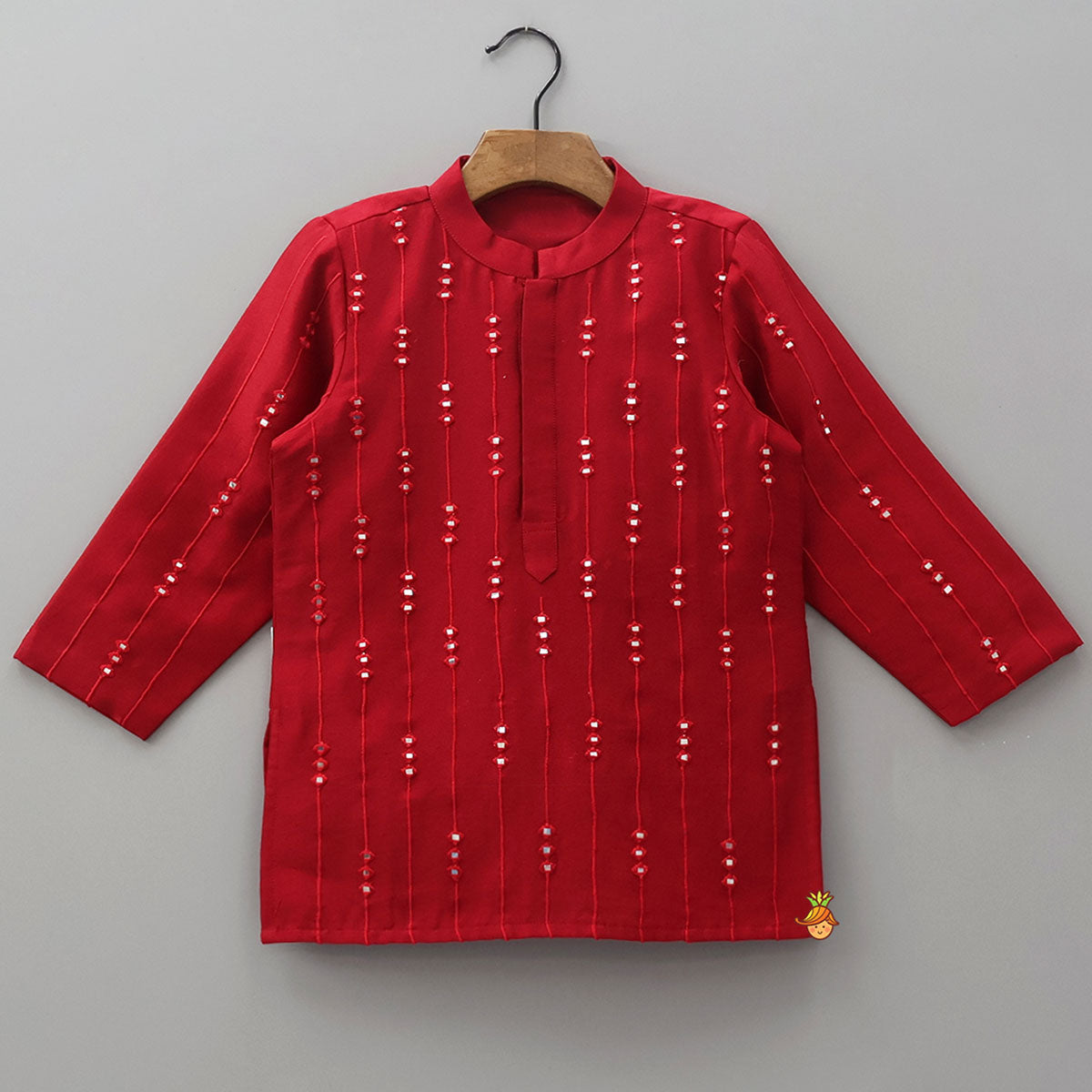 Pre Order: Faux Mirror Embroidered Kurta And Pyjama