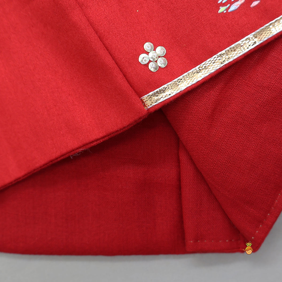 Pre Order: Krishna Motif Printed Kurta And Dhoti With Mukut And Basuri
