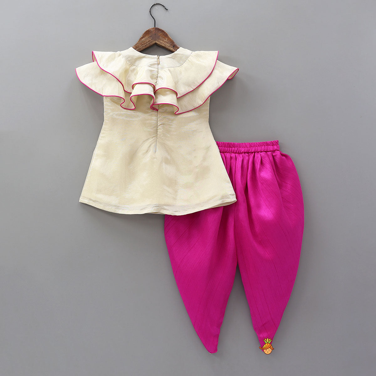 Pre Order: Zari Hand Embroidered Ruffles Kurti With Tulip Dhoti