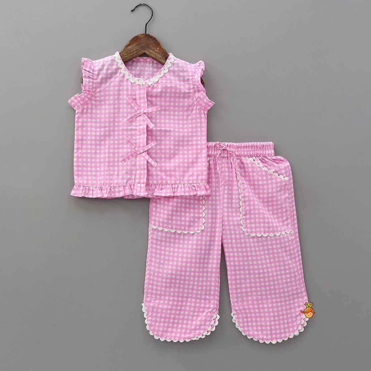 Pre Order: Check Printed Cotton Sleepwear Set