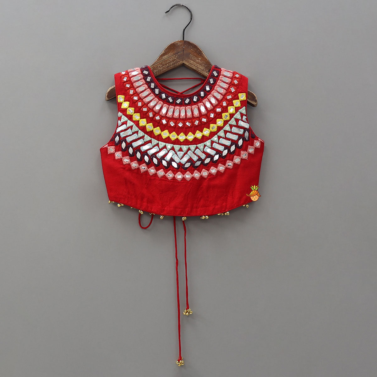 Pre Order: Faux Mirror Work Crop Top And Matching Palazzo