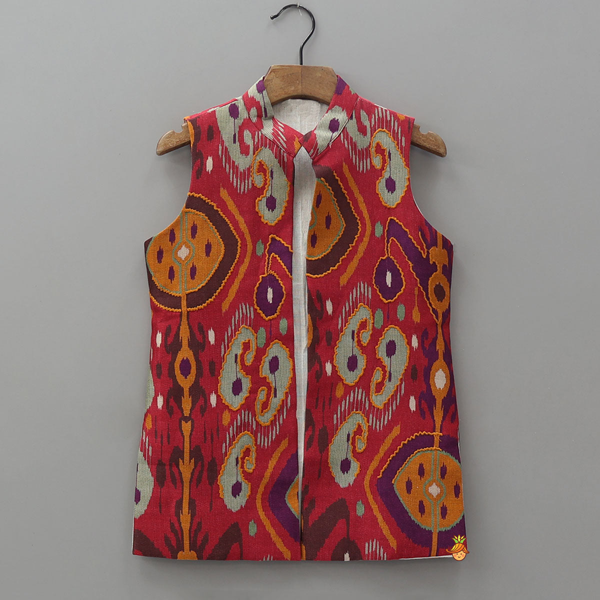Pre Order: Front Open Ethnic Kurta With Printed Jacket And Pyjama