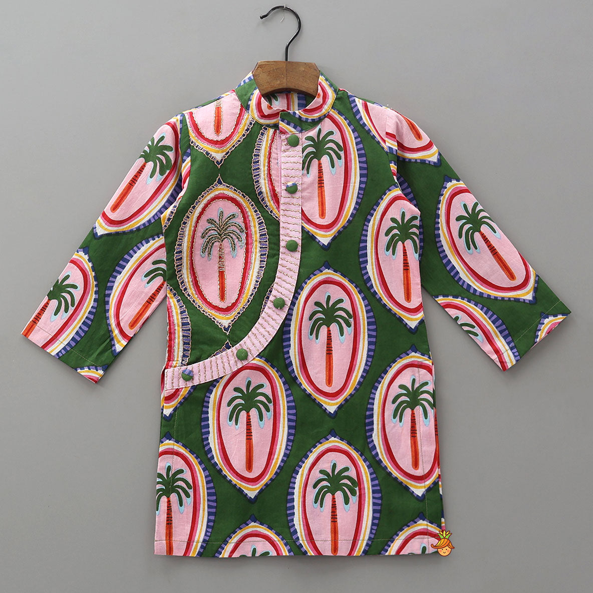 Pre Order: Tropical Palm Print Kurta And Pyjama
