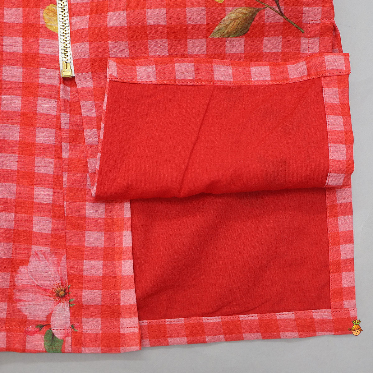 Pre Order: Floral Checkered Kurta And Pyjama