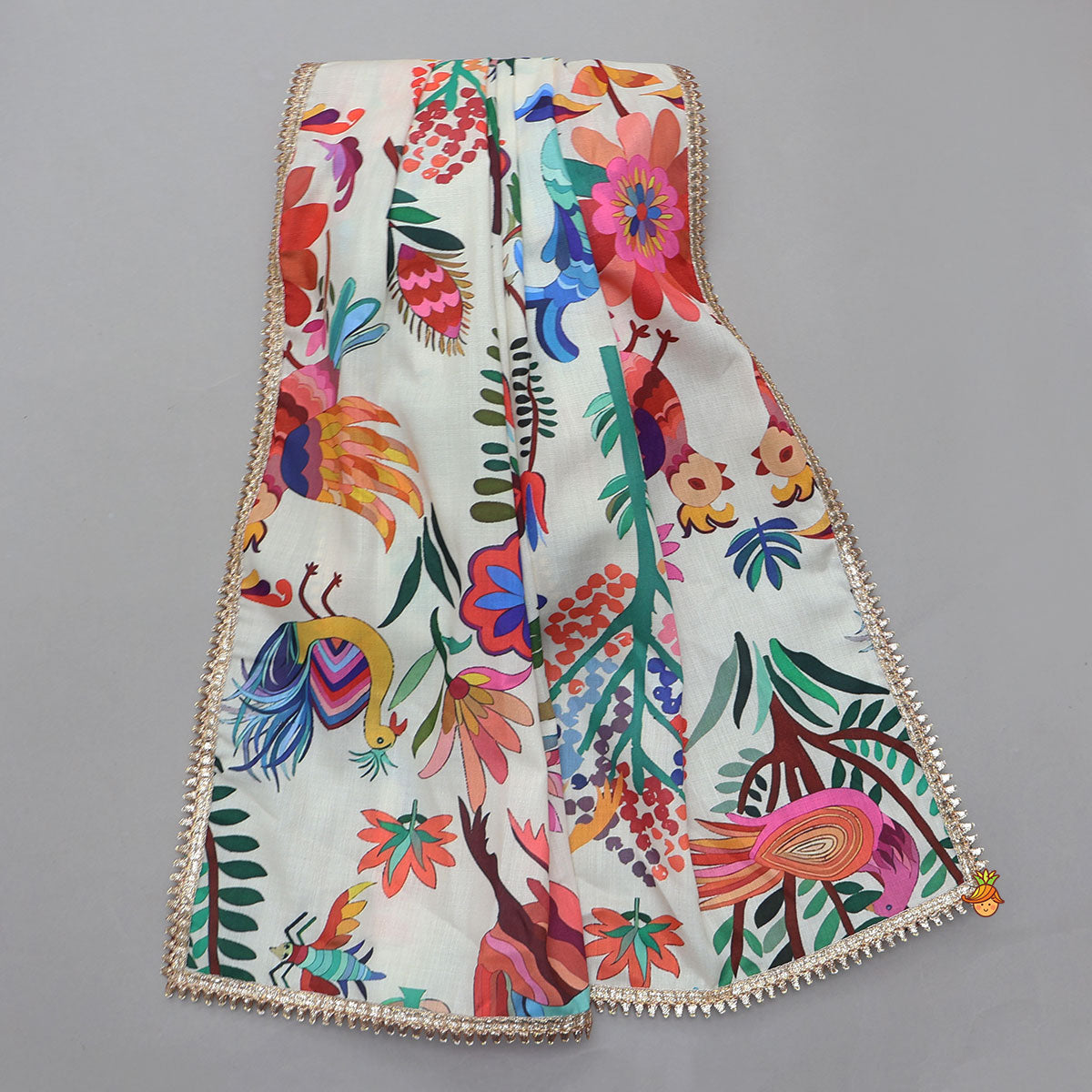Pre Order: Floral Jacket Style Top And Dhoti With Dupatta And Hair Band