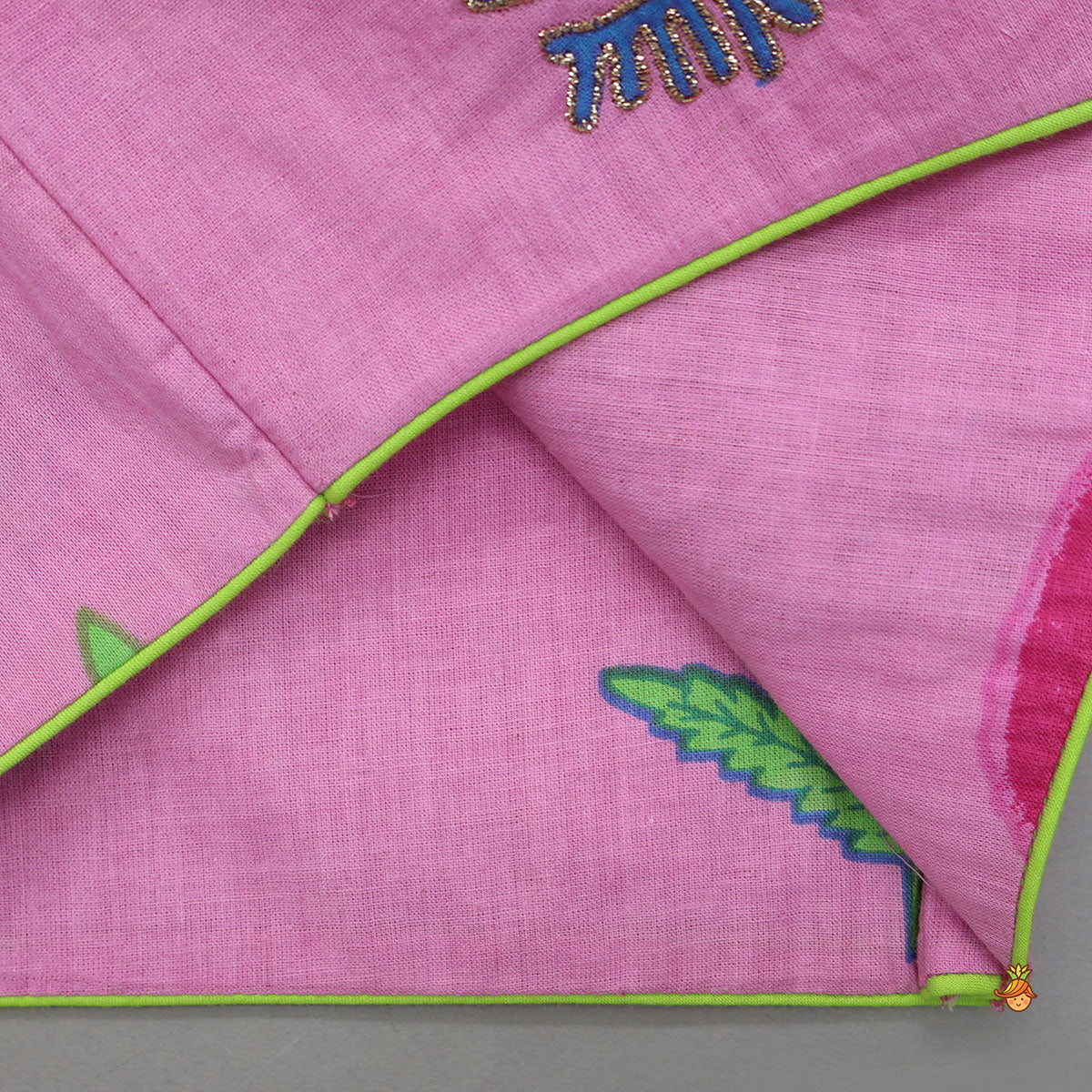 Pre Order: Pretty Zari Embroidered Top And Saree Style Sharara With Detachable Dupatta And Matching Hairband