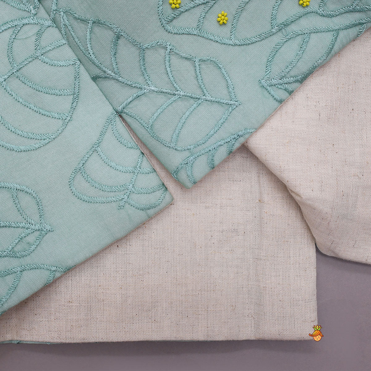 Pre Order: Leaf Motif Embroidered Kurta With Jacket And Pyjama