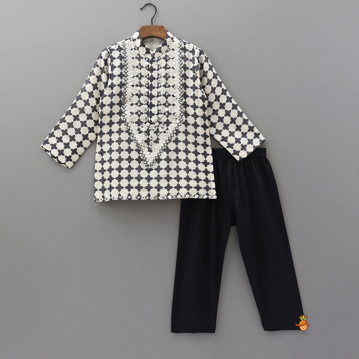 Pre Order: Faux Mirror Work Kurta And Pyjama