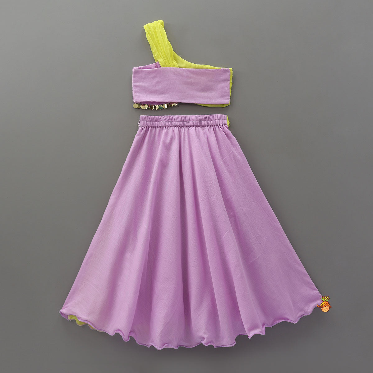 Booti Work Crop Top And Colour Block Lehenga
