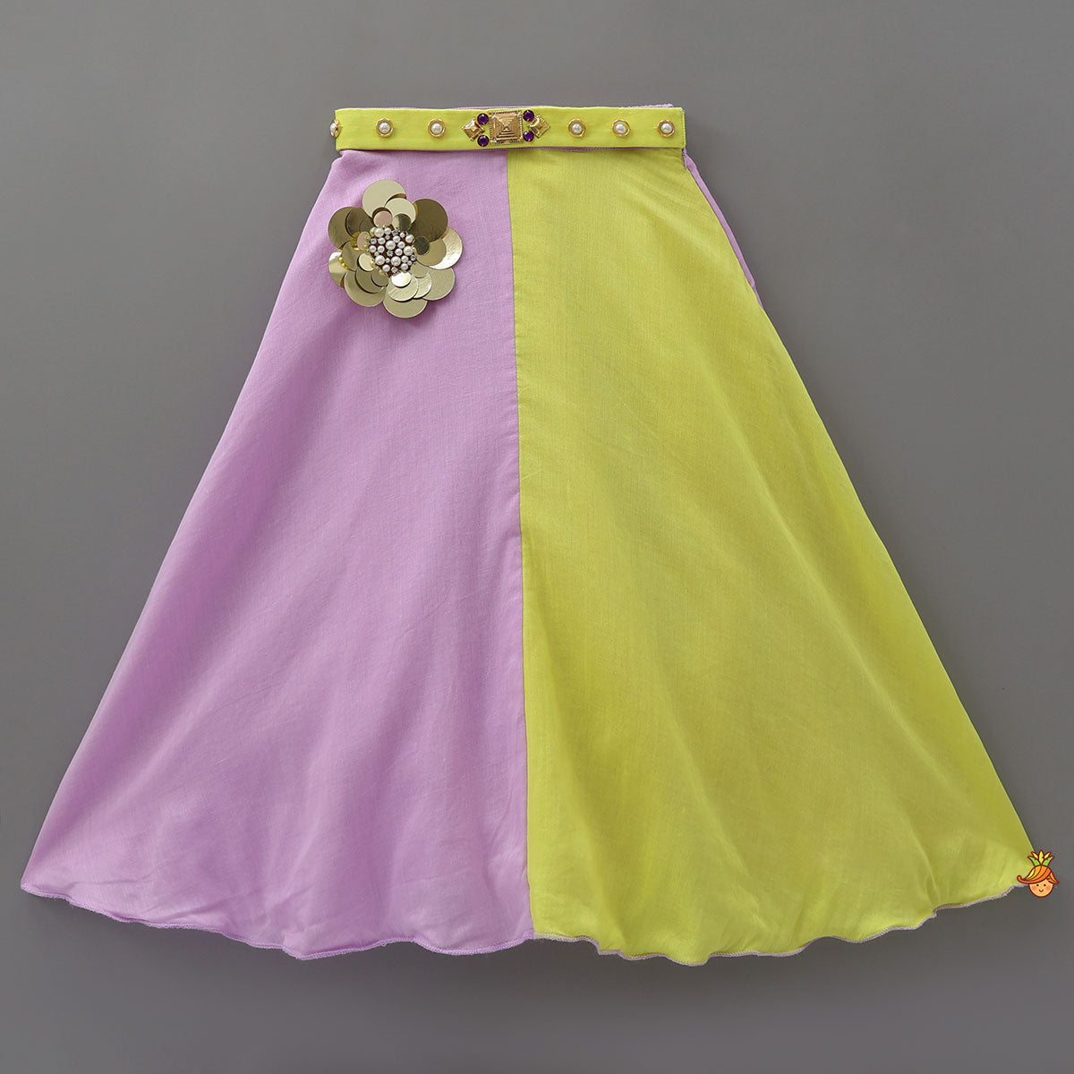 Booti Work Crop Top And Colour Block Lehenga