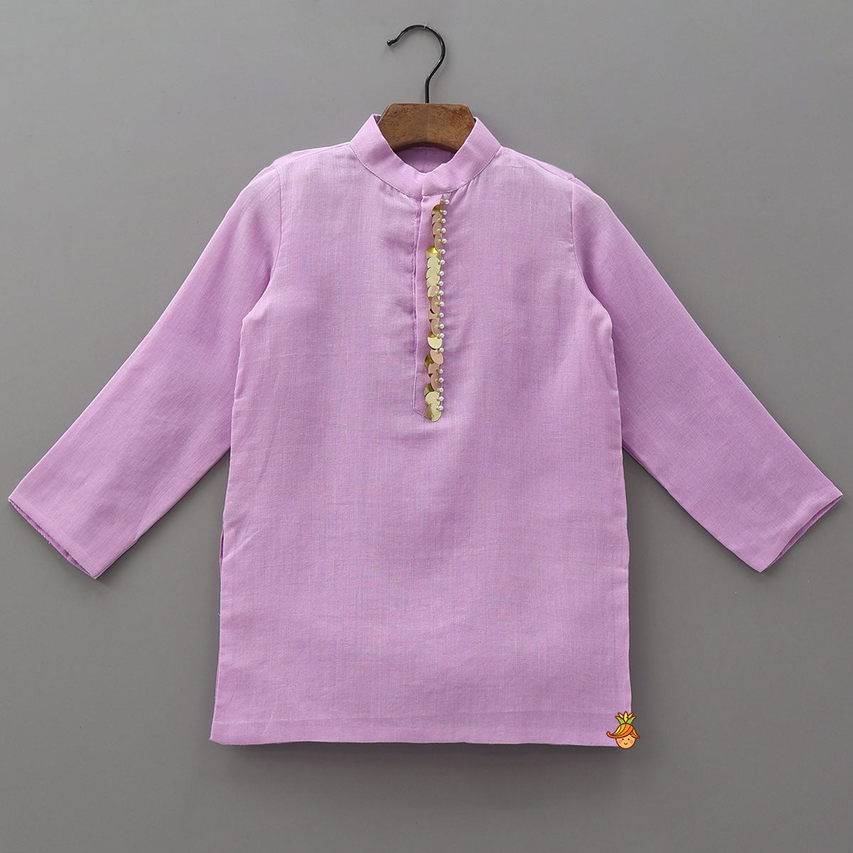 Sequined Front Placket Kurta With Contrasting Jacket And Pyjama