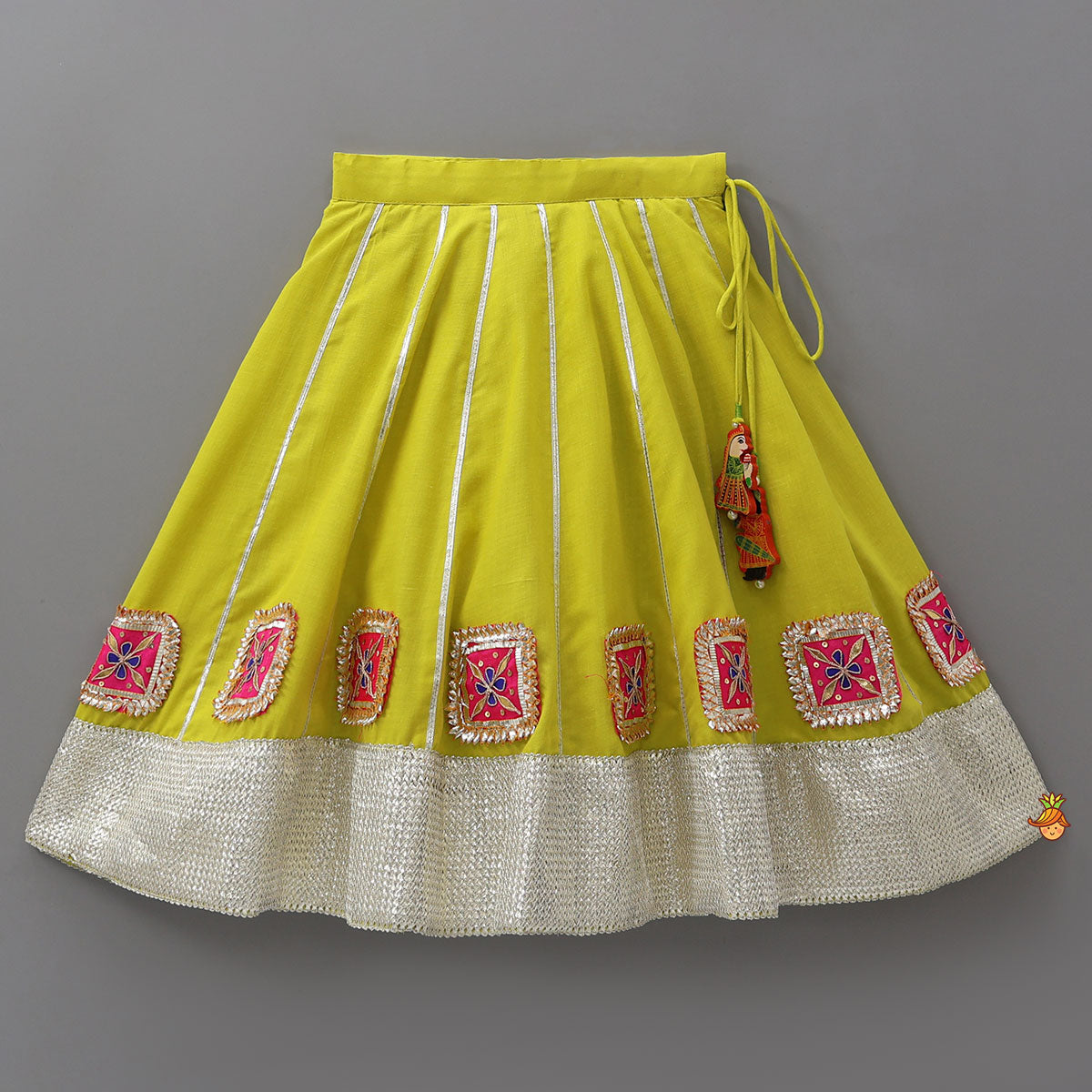 Mirror Work Yoke Crop Top And Lehenga