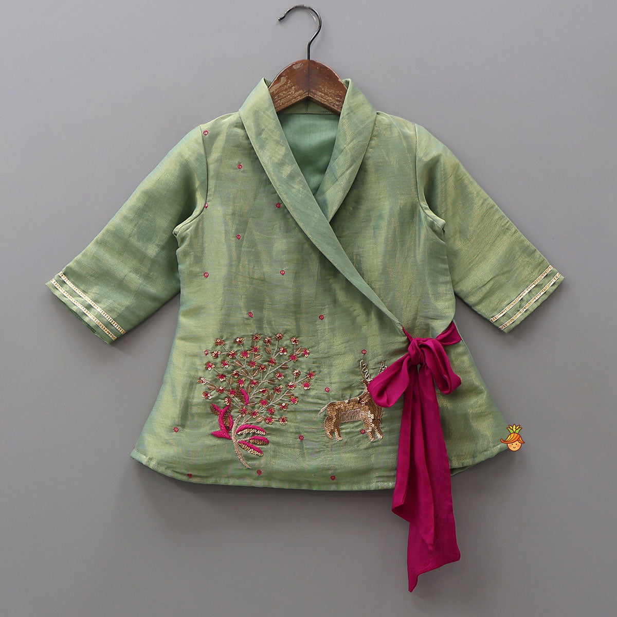 Pre Order: Embroidered Blazer Style Top With Flared Palazzo