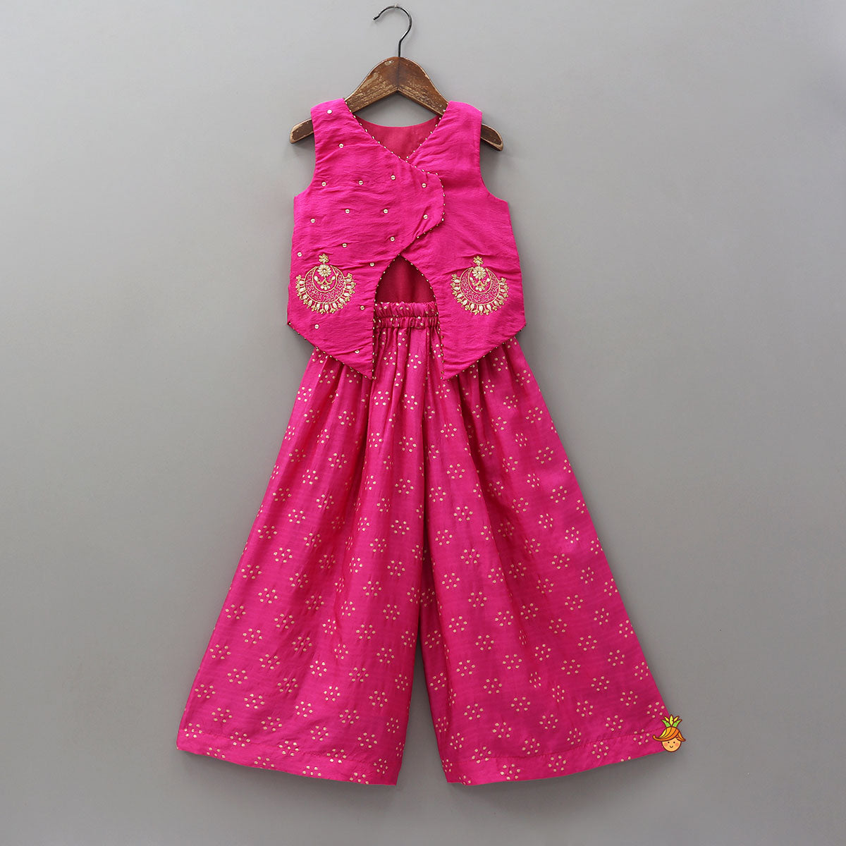 Pre Order: Elegant Embroidered Jacket Style Top And Palazzo