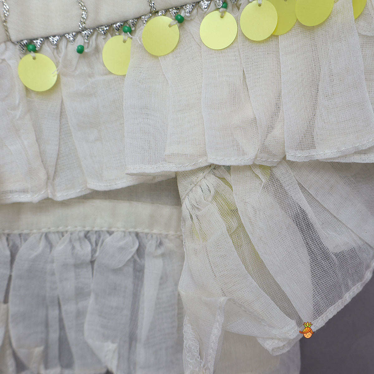 Pre Order: Soft Mul Chanderi Ruffle Crop Top And Lehenga