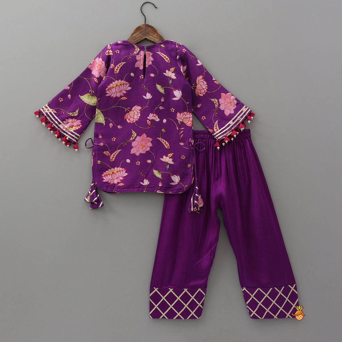 Pre Order: Fringe Detail Kurti With Farshi Salwar And Dupatta