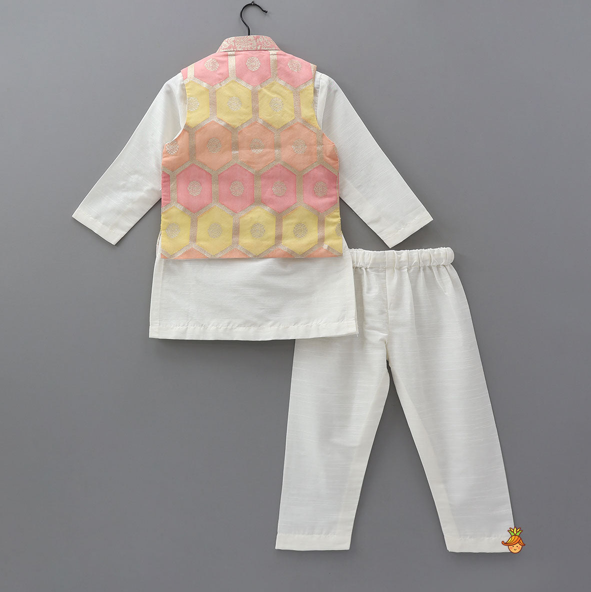 Kurta With Brocade Jacket And Pyjama
