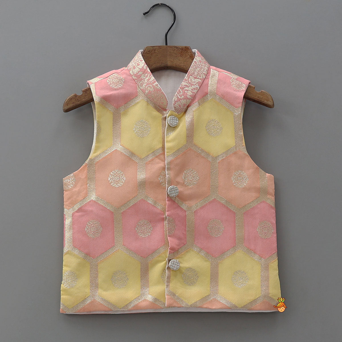 Kurta With Brocade Jacket And Pyjama