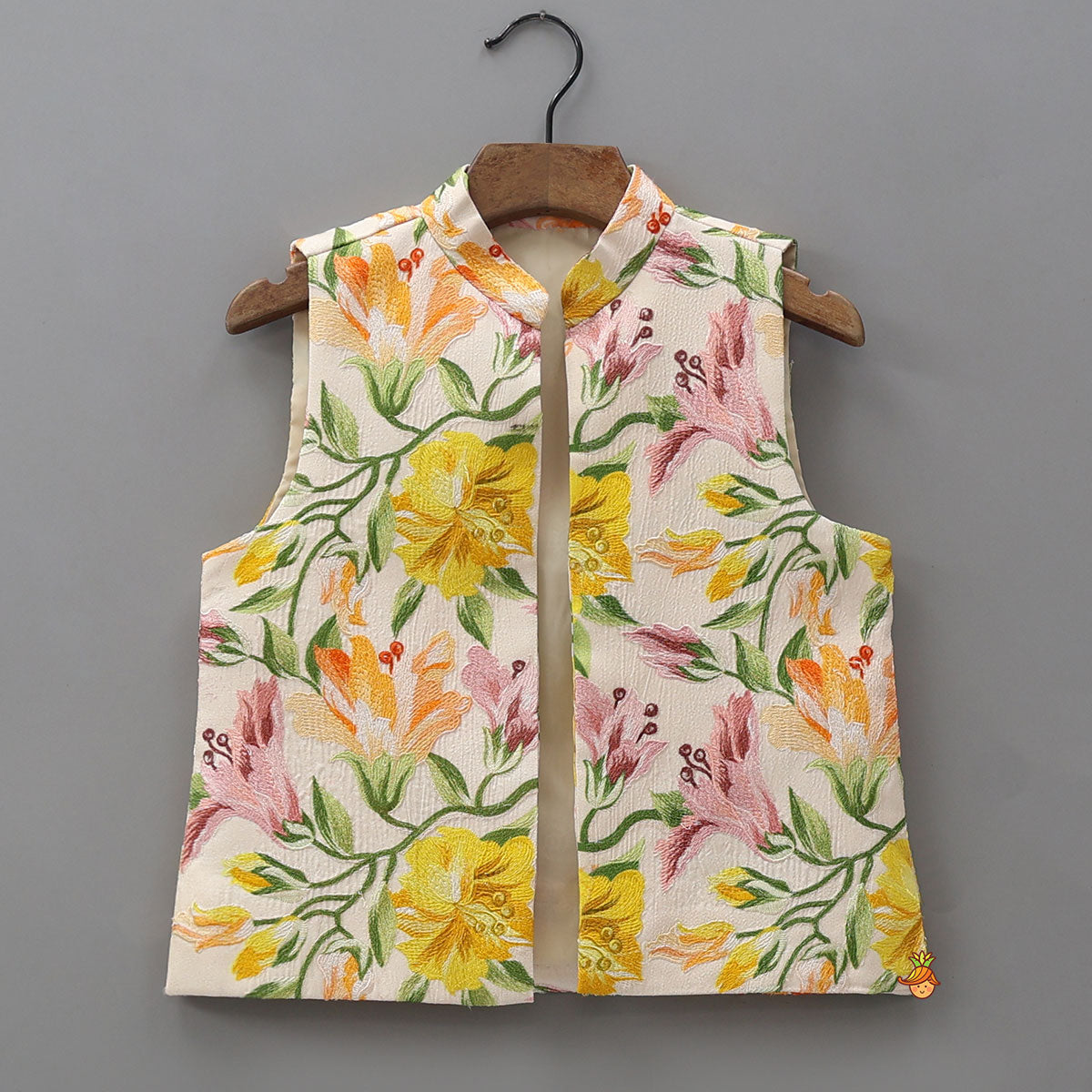 Pre Order: Floral Blossom Kurta With Jacket And Pyjama