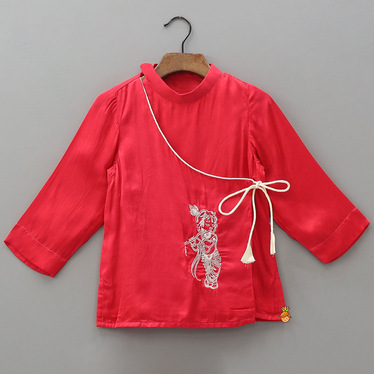 Pre Order: Krishna Motif Embroidered Kurta And Dhoti
