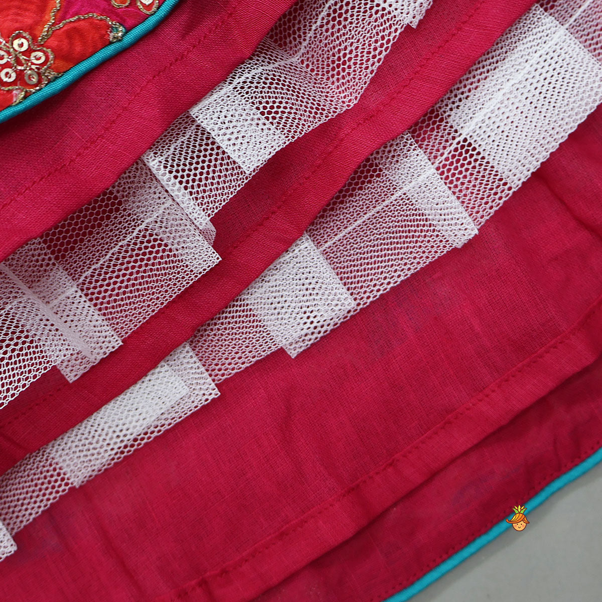 Top With Heavy Embroidered Jacket And Lehenga With Contrasting Dupatta