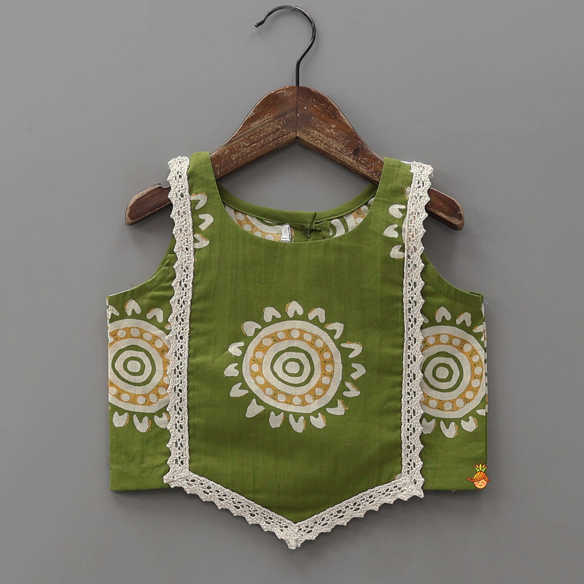 Pre Order: Stylish Hem Printed Crop Top With Tiered Lehenga